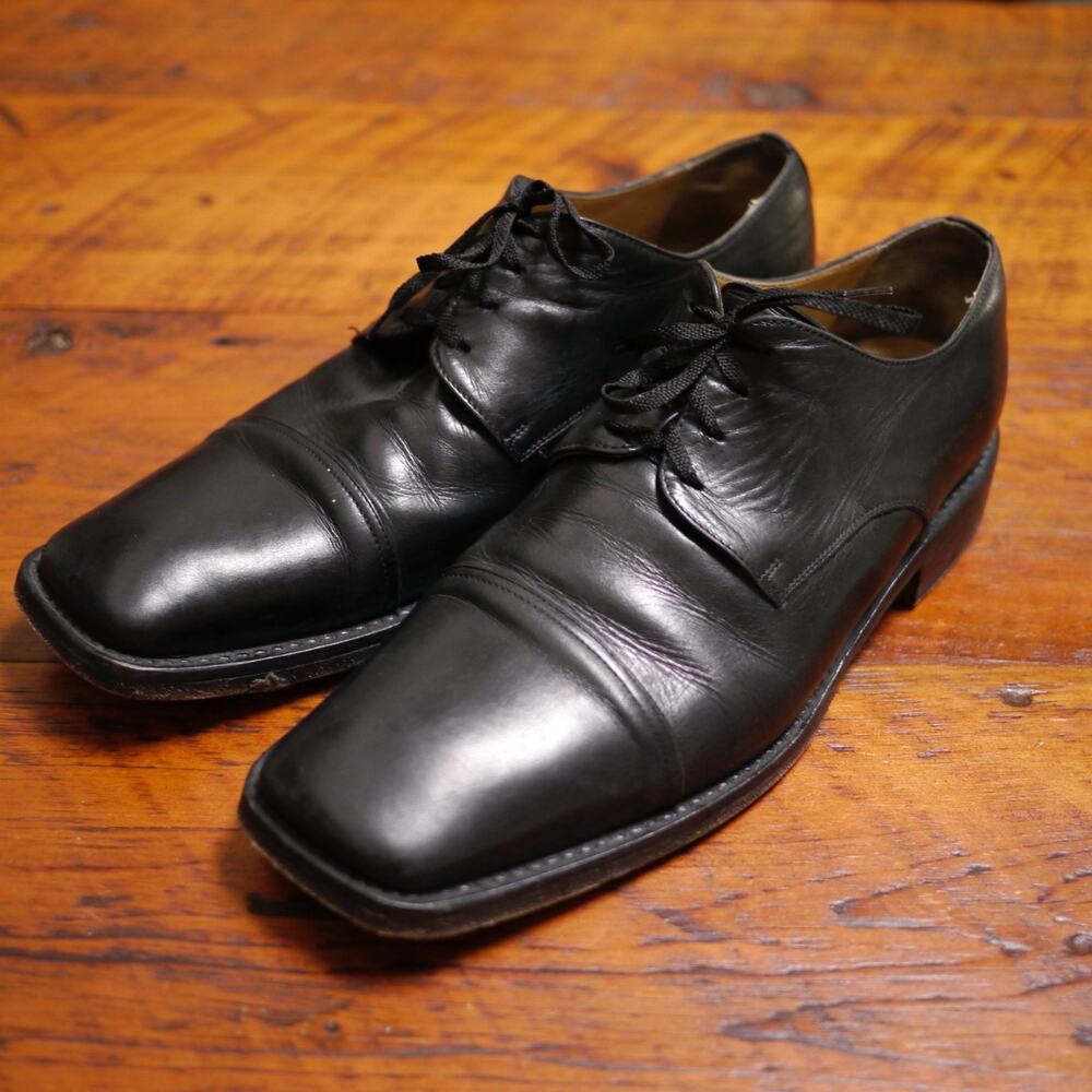 BARNEYS New York Black Leather Square Cap Toe Toe Dress Shoes Oxfords 11.5 46